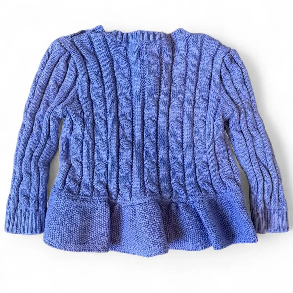 Ralph Lauren Baby Girls Cable Knit Peplum Sweater 12M Purple 100% Cotton